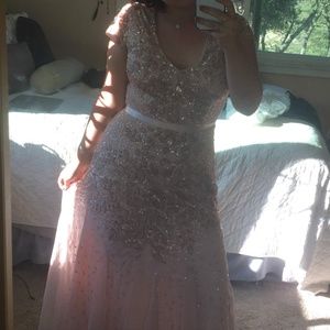 Blush Pink Sequined Prom Dress